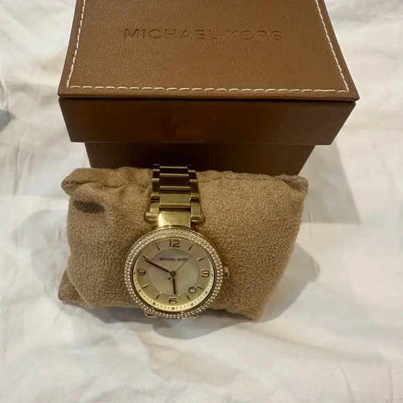 Michael Kors Gold-Tone Watch with Crystal Bezel Michael Kors | Accessories | Michael Kors Goldtone Watch  main image 2